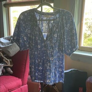 LOFT Blue Floral Blouse
